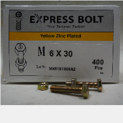 Baut + Mur Galv TMS M6 x 30mm Kuning