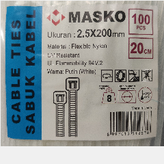 MASKO Kabel Ties 200 x 2.5 Putih @100pcs