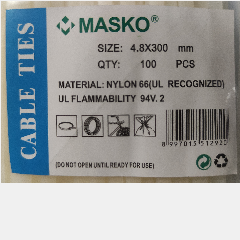 MASKO Kabel Ties 300 x 4.8 Putih @100pcs