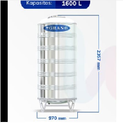 Tangki SS GRAND TSV2000 1600L + Kaki