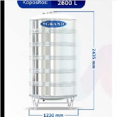 Tangki SS GRAND TSV3000 2600L + Kaki